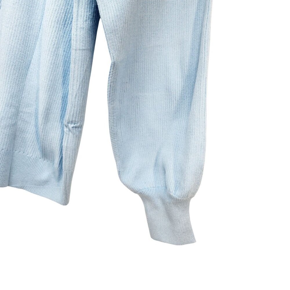 Light Blue Knitted Pullover Sweater Womens Size 2XL Ribbed Pattern Puff Sleeves - Picture 11 of 12